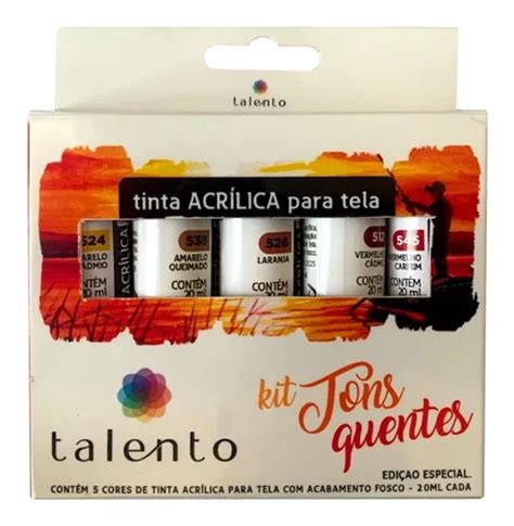 Kit De Pintura Acr Lica Talent Warm Tones Con Colores De Ml Color