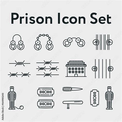 Prison Jail Justice Prisoner Minimalistic Flat Line Outline Stroke Icon