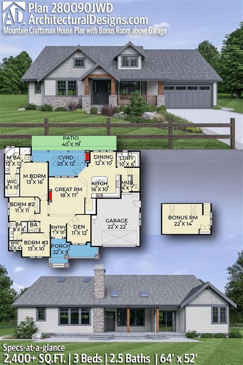 Plan 280090jwd Mountain Craftsman House Plan With Bonus Room Above