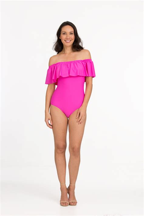 Off Shoulder Flounce One Piece Suit Tara Grinna Swimwear Tara