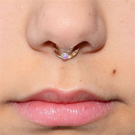 Purple Opal Hammered Septum Ring Nose Ring Septum Piercing Etsy