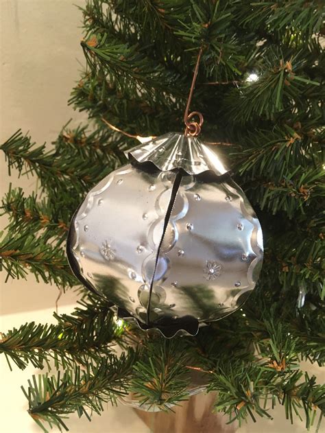 Small Punched Tin Christmas Ornament Globe With Hook And Etsy