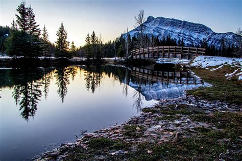 Sunrise At Cascade Ponds In Banff National Park Photograph By Martin