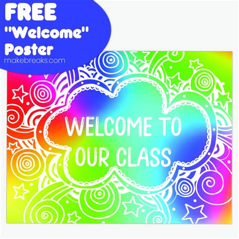 Welcome To Our Class Rainbow Doodle Style Free Back To School Poster Make Breaks