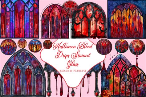 Halloween Blood Drips Stained Glass Graphic By Tshirtado Creative Fabrica