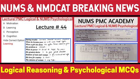 Lect Nums Psychological And Nmdcat Logical Reasoning Mcqs