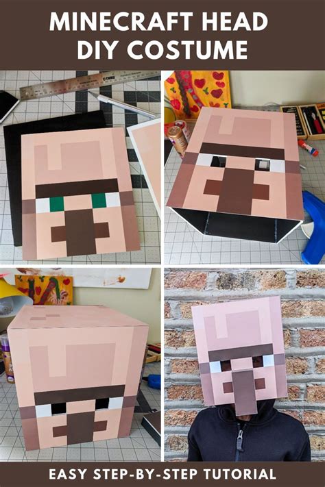 The Instructions For How To Make A Paper Minecraft Head Diy Costume