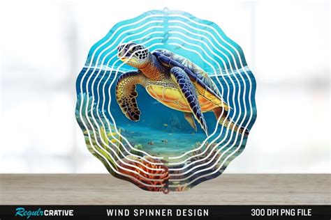 D Sea Turtle Wind Spinner Sublimation Design Png