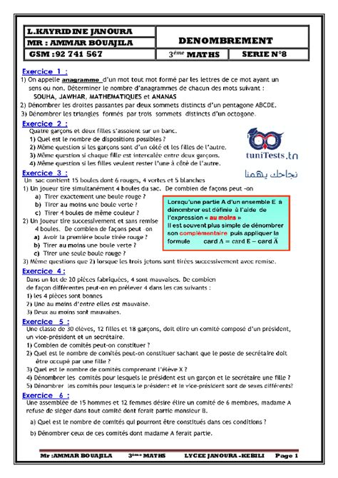 Tunitests Tn S Ries Maths Me Ann E Secondaire Sciences Exp Rimentales