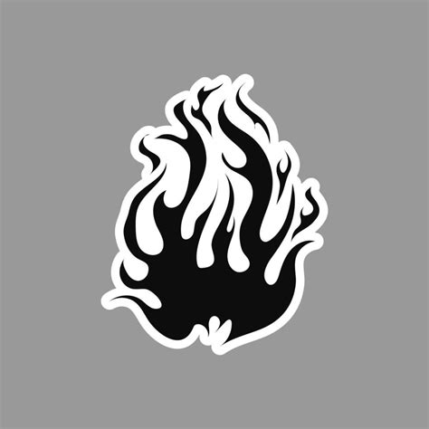 Hand Drawn Fire Illustration In Sticker Silhouette Of Flames For