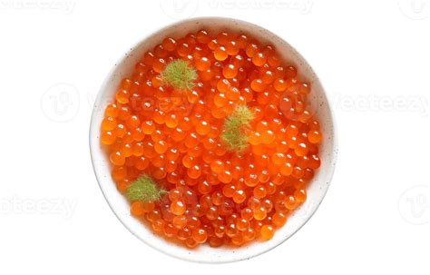 Top View Fresh Salmon Roe In Bowl Isolated On A Transparent Png