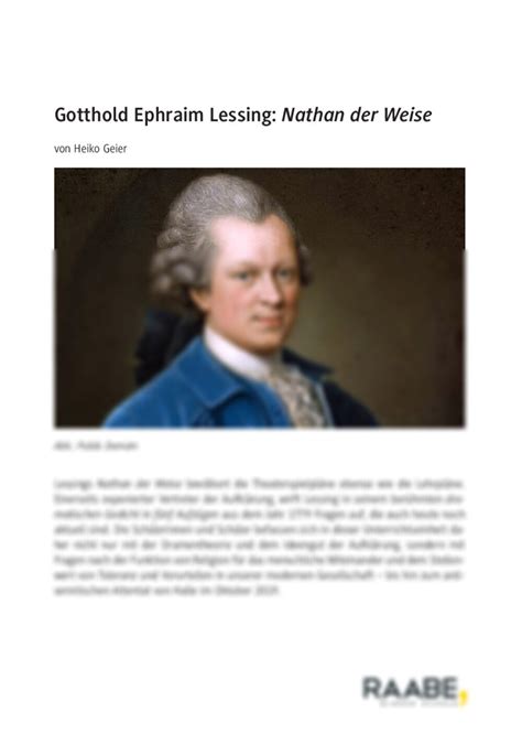 Gotthold Ephraim Lessing Nathan Der Weise RAAbits Online