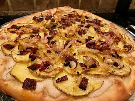 Rosemary Potato Bacon And Caramelized Onion Pizza Vegan The Tree