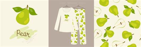 Mod Le Sans Couture Et Illustrations Pour Enfants Avec Poire Verte Sur