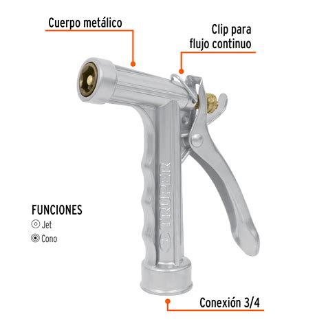 Ficha Tecnica Pistola Para Riego De Funciones Met Lica Truper