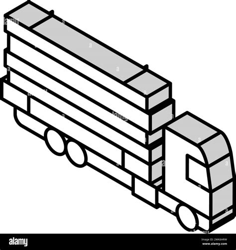 Truck Transportation Wood Timber Isometric Icon Vector Illustration