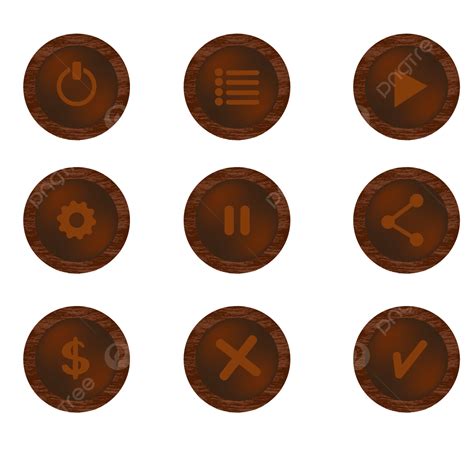 Game Button Frame Vector Hd Images Game Button Frame Set In Wood Set