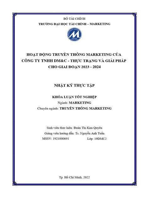 Khóa Luận Tốt Nghiệp - UFM - Marketing - Thầy Nguyễn Anh Tuấn | PDF