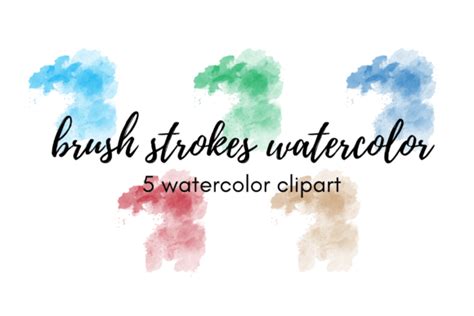 5 Brush Stroke Watercolors Clipart Graphic By Peachroses Creative Fabrica