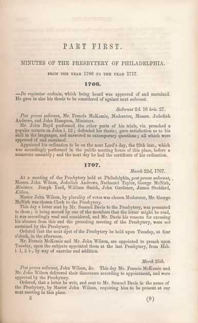 This Day In Presbyterian History March First Overtures