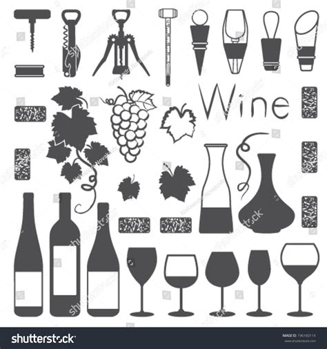 Wine Related Silhouette Icons Vector Set 196160114 Shutterstock