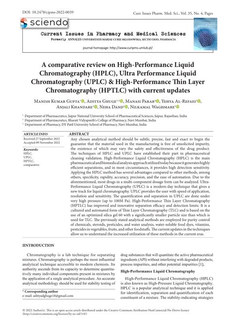 Pdf A Comparative Review On High Performance Liquid Chromatography