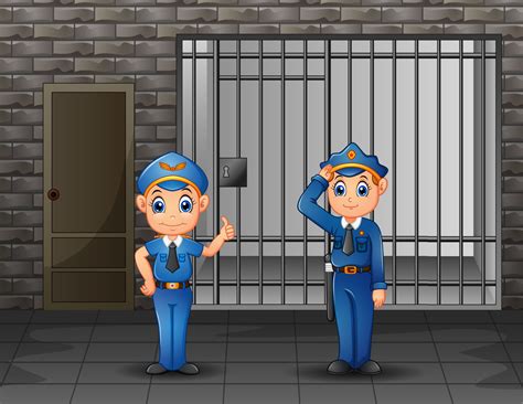 Prisoner In The Jail Being Guarded By Prison Guards 5317599 Vector Art