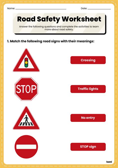 Road Safety Word And Picture Matching Worksheet Worksheet