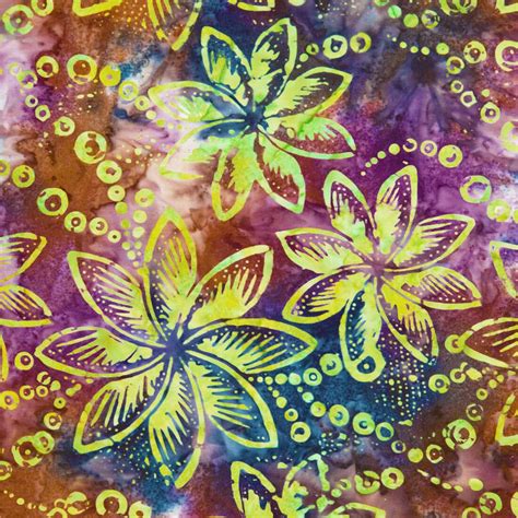 Colourful Timeless Treasures Flower And Bubbles Batik Fabric Tie Dye