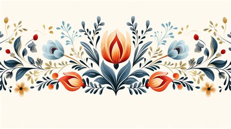 Premium AI Image | Horizontal seamless border with folk art floral