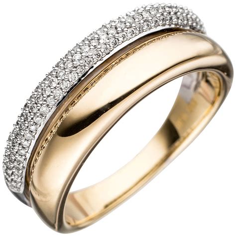 SIGO Damen Ring 585 Gold Gelbgold Weißgold bicolor 101 Diamanten