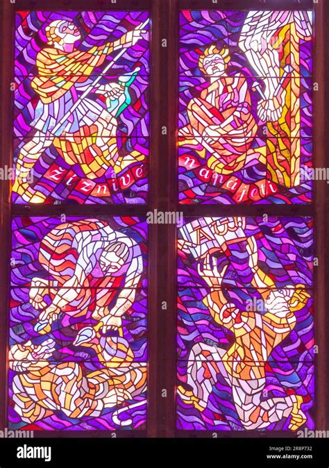 PRAGUE CZECH REPUBLIC EUROPE St Vitus Cathedral Stained Glass