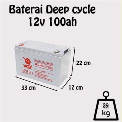 Jual Aki Accu Battery Baterai VOZ 100Ah 12V 12volt 100ampere Deep Cycle