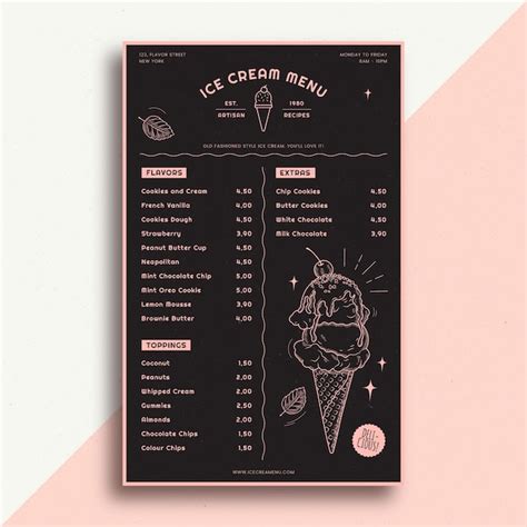 Free Vector Engraving Hand Drawn Ice Cream Blackboard Menu Template