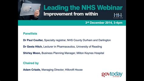 Nhs Leadership Webinar Full Audio And Slides Youtube