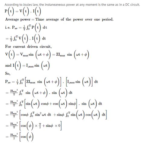 Derivation of power in an AC circuit Simple method(mentioning all ...