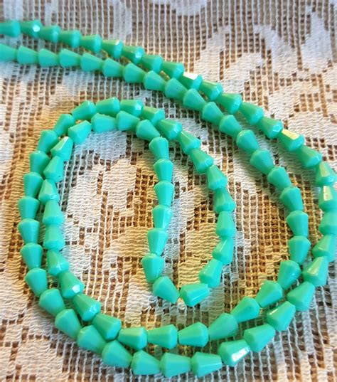 Vintage Lucite Beads West German Turquoise Faceted Cone Bell Etsy