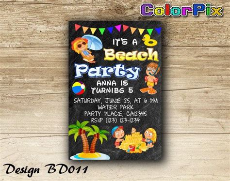 Beach Invitation Beach Party Invitation Summer Party by ColorPix Beach Party Invitations, Photo ...