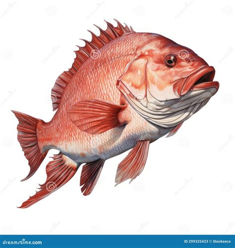 Hyper Realistic Red Snapper Fish Illustration On White Background Stock