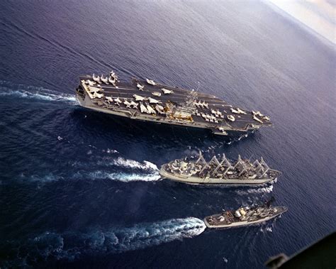 An Aerial Starboard Quarter View Of The Nuclear Powered Aircraft Carrier Uss Dwight D