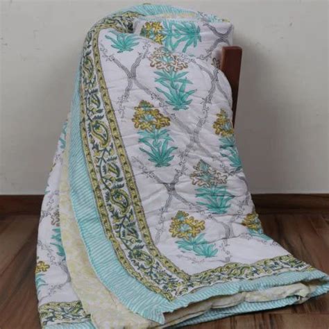 White Hand Block Print Jaipuri Quilt Printed At Rs In Jaipur Id