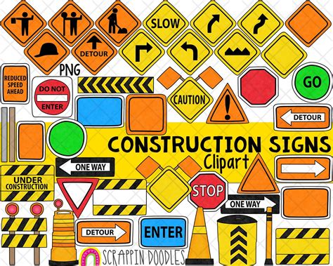 Construction Signs Clipart Road Work Sign Traffic Cone Etsy Australia