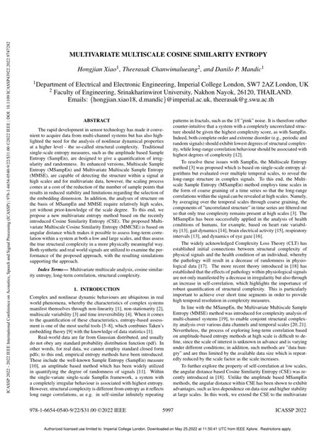 Pdf Multivariate Multiscale Cosine Similarity Entropy