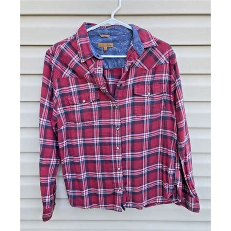 Jachs Tops Jachs Girlfriend Bea Red Plaid Flannel Women Long Sleeve Snap Front Shirt Size L