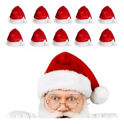 10 Gorros Papai Noel Veludo Luxo Vermelho Touca Natal Shopee Brasil