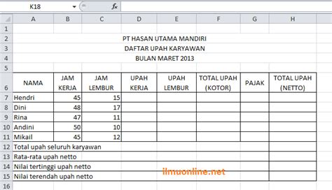 Contoh Soal Tes Excel Untuk Administrasi Gudang Materi Soal