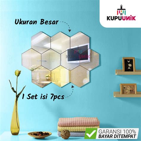 Jual Isi Pcs Kaca Hexagonal Mirror Wall Sticker Stiker Hiasan