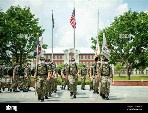 A Recruit Division Marches In Formation At Recruit Training Command