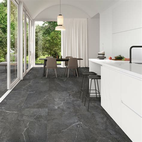 Lucca Anthracite Anti Slip Matt Stone Effect Porcelain Wall And Floor Tile