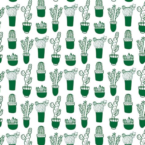 Premium Vector Vector Seamless Pattern With Different Cactus Bright